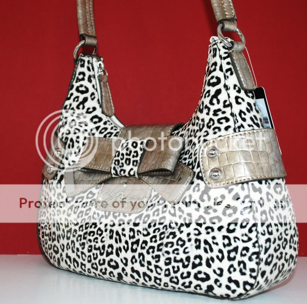 NWT GUESS Logo Black Leopard Purse Hobo Bag Handbag Animal Print Sac 