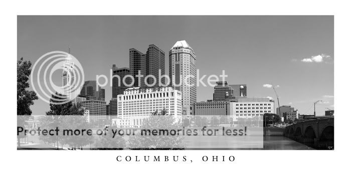 Poster Panorama Columbus Ohio Skyline Black and White Panoramic Fine 