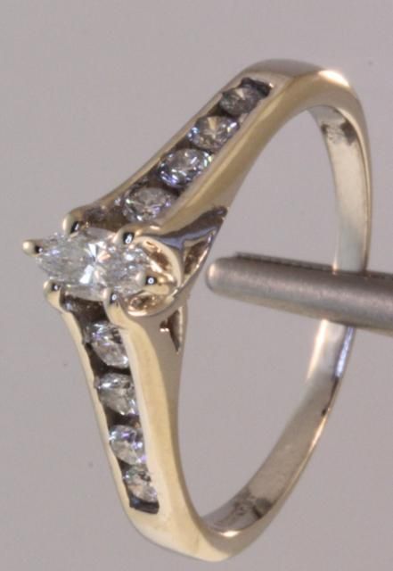 14k white gold .49cttw marquise diamond engagement ring 2.9g vintage 