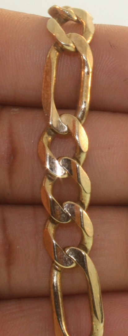 14k yellow gold figaro bracelet estate vintage 16.6g  