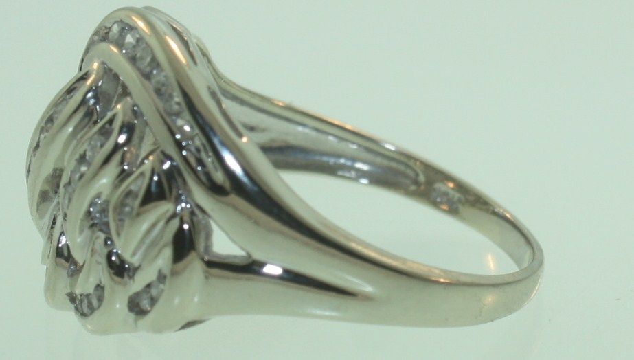 10k white gold .50 diamond cluster ring vintage antique  