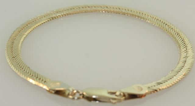 14k yellow gold 5mm herringbone bracelet vintage estate  