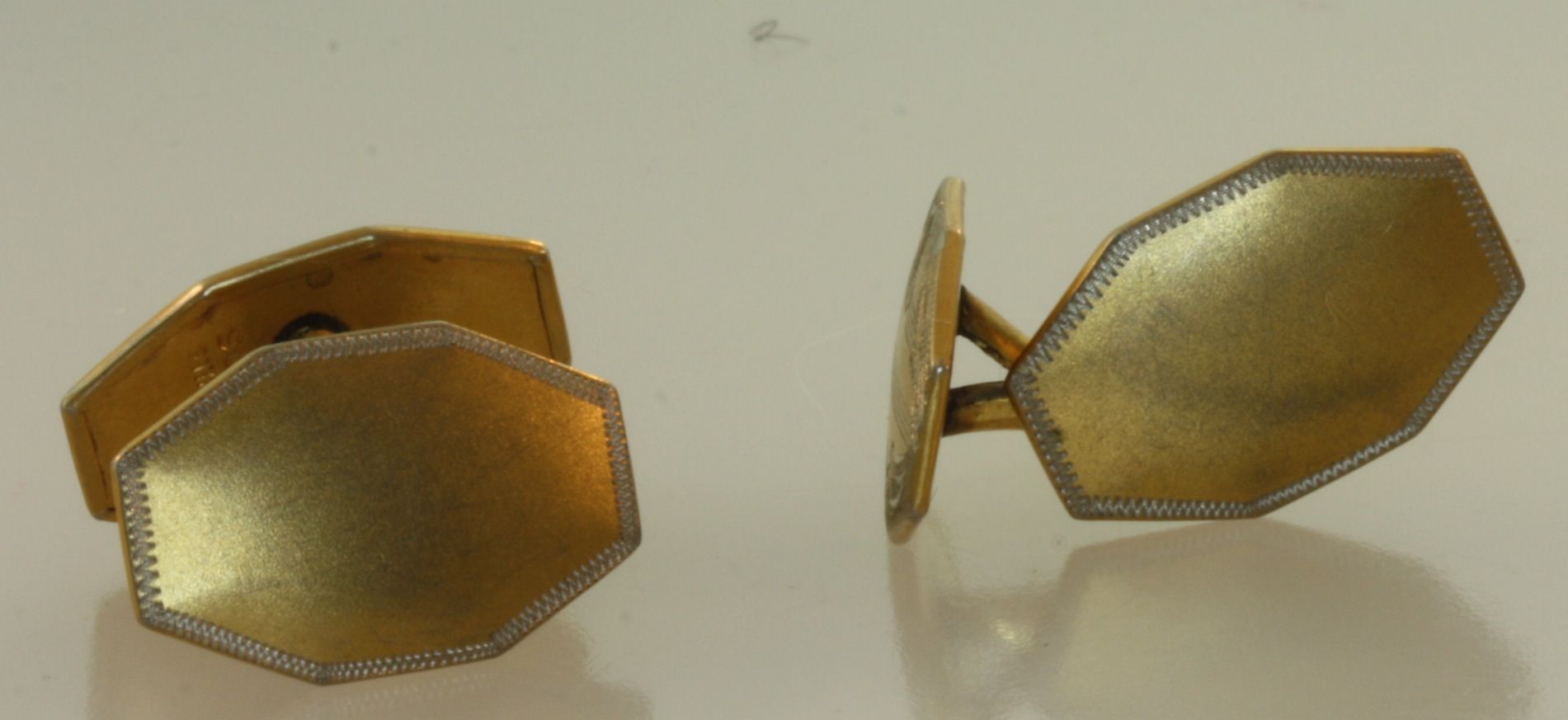 14k yellow gold mens gents cuff links gold estate vintage antique 5.9g 