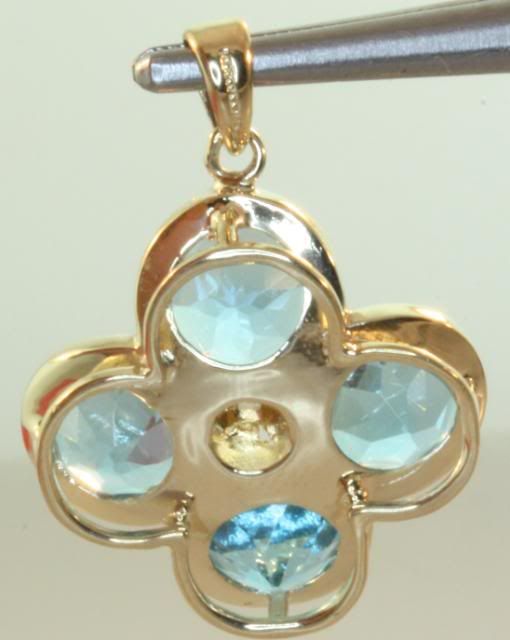 14k yellow gold blue topaz charm pendant 3.8g vintage  