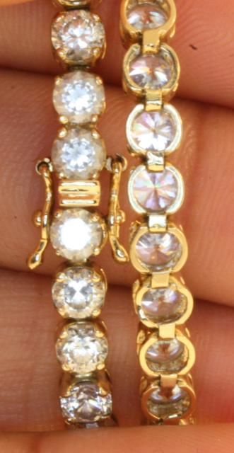 14k yellow gold cz tennis bracelet 4.0mm round estate vintage 12g 