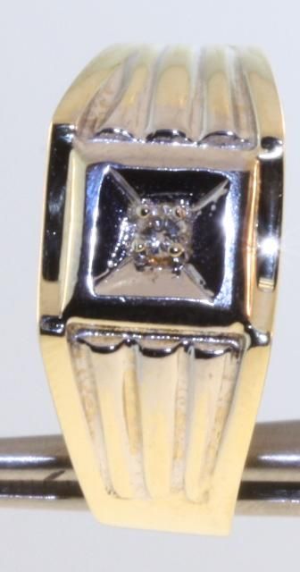 10k yellow gold mens round diamond SI2 H ring gents antique estate 