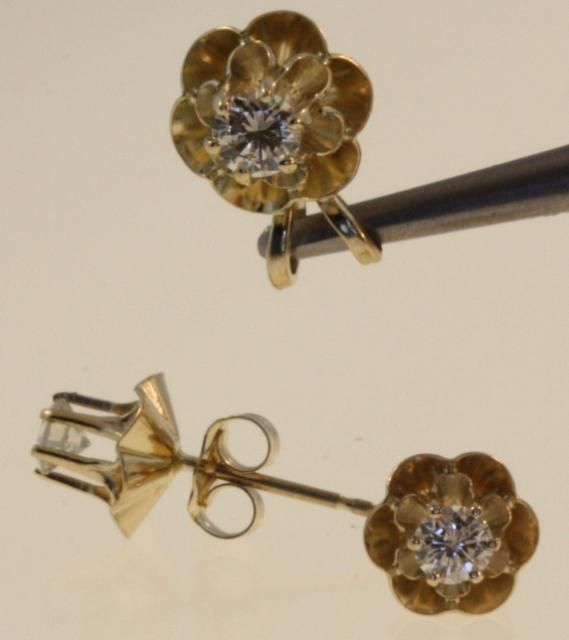 14k yellow gold .43cttw diamond buttercup pendant earring set 1.8g 